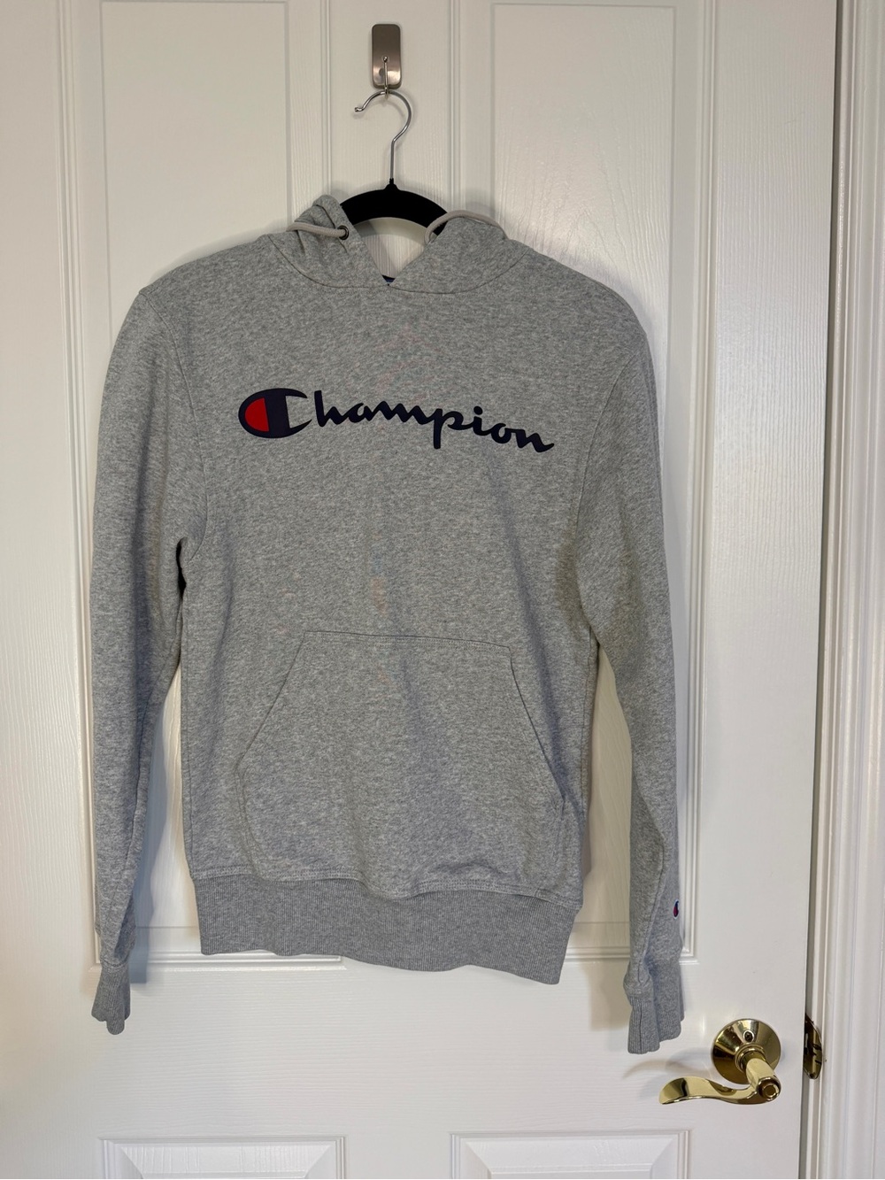 Champion Light Gray Logo Hooded Sweatshirt